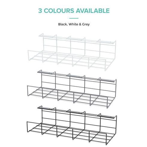 LIVIVO Under Desk Cable Tray – Steel Wire Organiser White